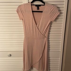 Simple blush pink v neck dress